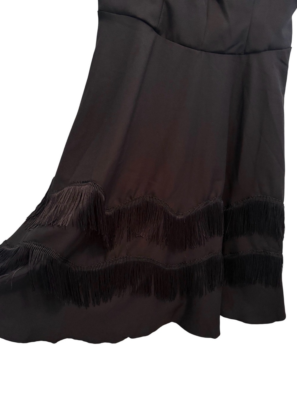 NEW Unique Vintage Black Fringe Girlie Swing Midi Dress Western Plus 1X - Picture 7 of 10